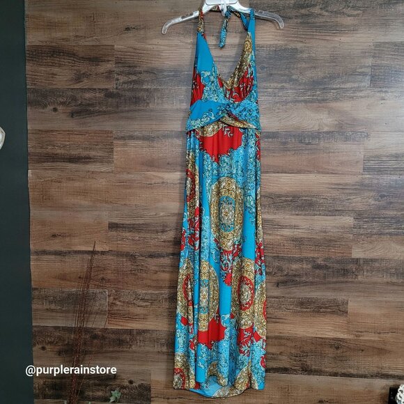 Boho Sundress XS S Floral Medallion Silk Blend Slinky Knit Fairycore Feminine - Picture 1 of 8